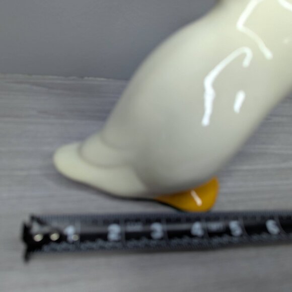 Vintage 80s Large Upright White & Yellow Duck/Goose Ceramic 9" Tall - Picture 7 of 10